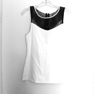 Express Two Tone White and Black Lace Tank